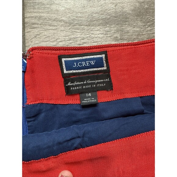 J. Crew Fluted Skirt Autumn Tweed Size 14 Blue Metallic Preppy Old Money - Picture 3 of 7